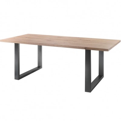 Conarte   mesa moderna patas en forma de U de roble macizo en hierro