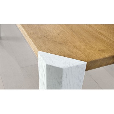 Conarte   Modern table handcrafted solid oak wood white legs