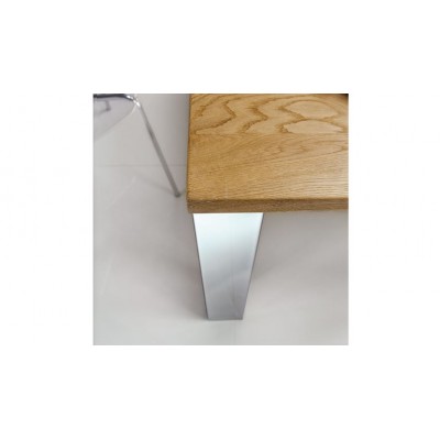 Mesa moderna de madera maciza de roble hecha a mano con patas de acero inoxidable