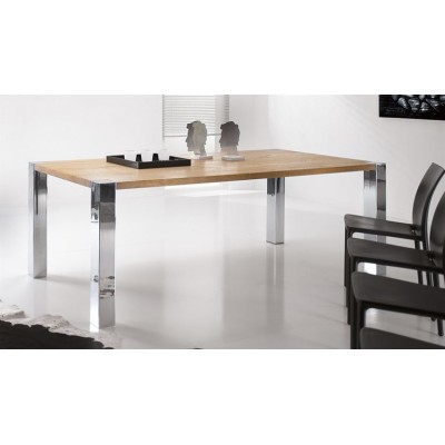 Tavolo moderno legno rovere massello artigianale gambe inox