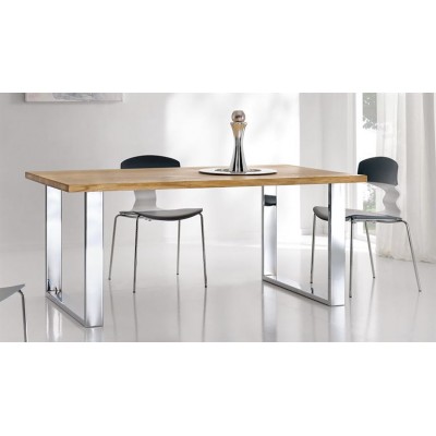 Conarte   Moderner Tisch handgefertigtes massives Eichenholz, Beine aus Edelstahl