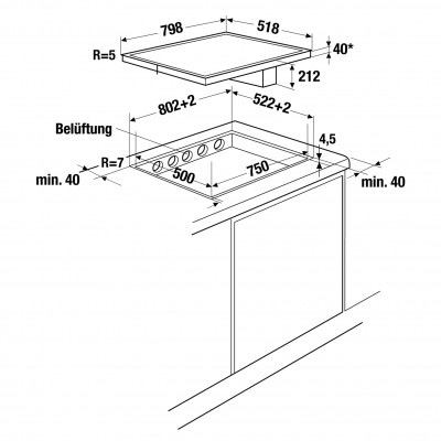 Küppersbusch kmi 8560.0 sr k-series 5 piano induzione cappa integrata 80 cm