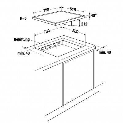 Küppersbusch kmi 8560.0 sr k-series 5 piano induzione cappa integrata 80 cm