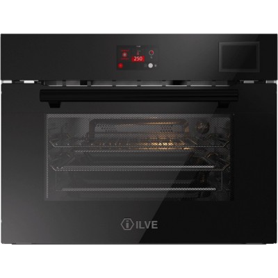 Ilve 645stchsw Professional Plus microwave steam combination oven black glass