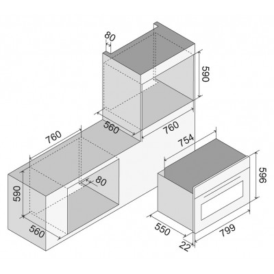 Ilve OV80SLKM3 Pro Line Einbau-Multifunktionsbackofen 80 cm Edelstahl