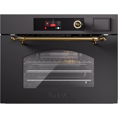 Ilve 645snhsw Nostalgie four combiné encastrable micro-ondes vapeur h 45 cm graphite