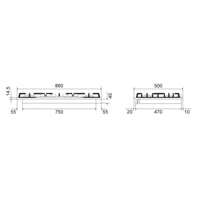 Ilve hcb906cn Nostalgie 86 cm stainless steel hob