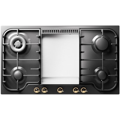 Ilve hcb90fcn Nostalgie hob + 90 cm fish pan graphite