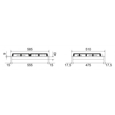 Ilve hcg60ck Professional Plus Gaskochfeld 60 cm, schwarzes Glas