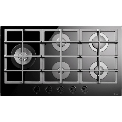 Ilve hcg90sck Professional Plus Gaskochfeld 90 cm, schwarzes Glas