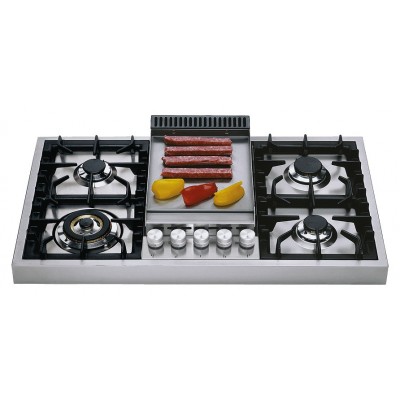 Ilve hap95fc piano cottura gas da appoggio + piastra pescera 90 cm inox