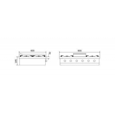 Ilve hcp90fd Professional Plus piano cottura gas da appoggio 90 cm inox