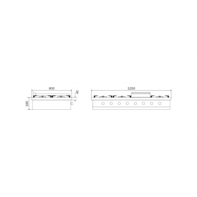 Ilve hcp120fd Professional Plus Placa de gas de encimera de acero inoxidable de 120 cm