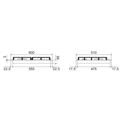 Ilve hcl60ck Pro Line 60 cm Edelstahl-Gaskochfeld