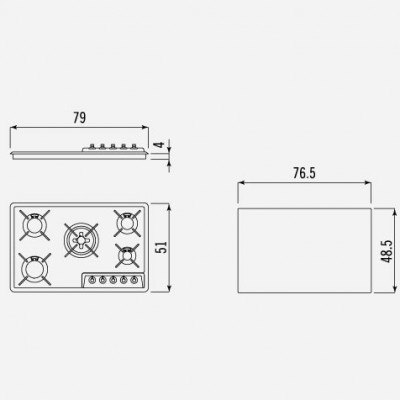 Alpes Inox f 579/4gtc  Gasherd 80 cm