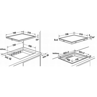 Küppersbusch KI 8330.0 SR K-Serie 3 Induktionskochfeld 80 cm Schwarzglas