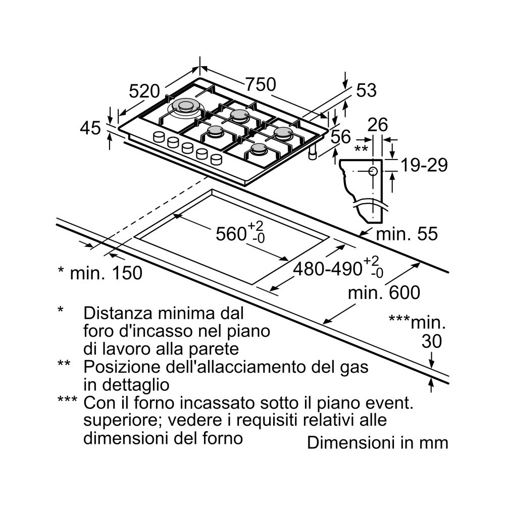 piano cottura 5 fuochi Siemens (75cm) - Elettrodomestici In