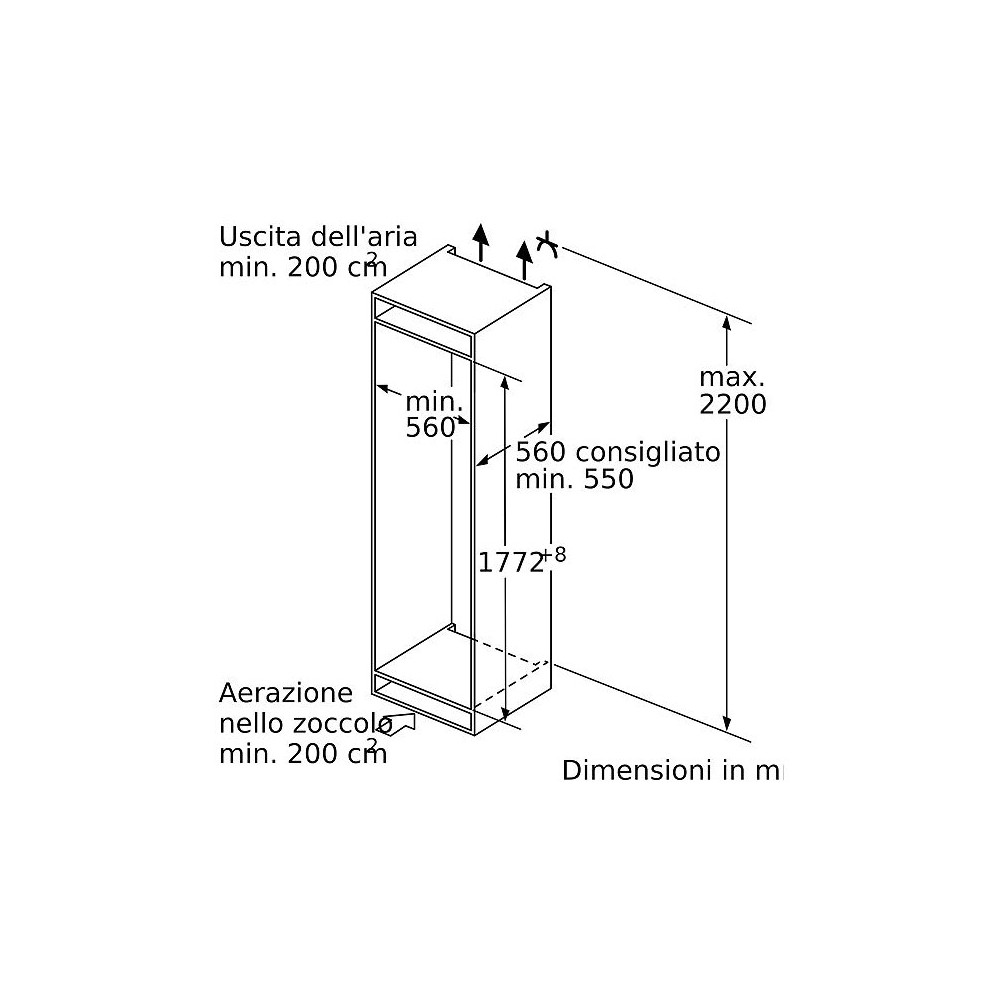 Built in deals fridge freezer sizes