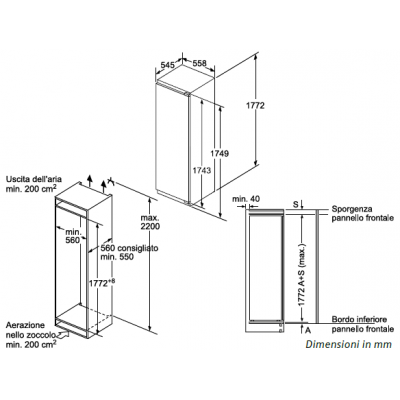 Siemens ki82laff0 réfrigérateur-congélateur encastrable 1 porte h 177 cm