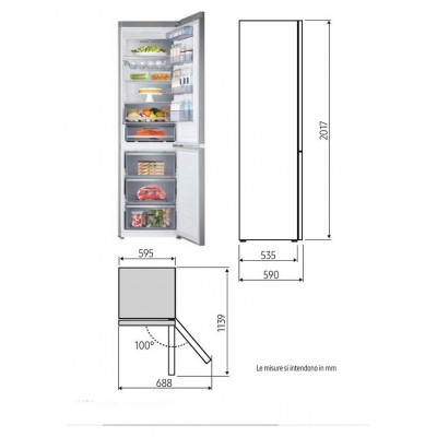 Samsung rb36r883psr free-standing fridge + freezer l 60 cm h 203 stainless steel