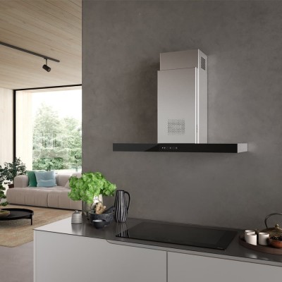 Faber air hub glass wall hood 90 cm stainless steel + black glass