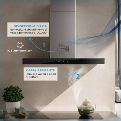 Faber air hub glass wall hood 90 cm stainless steel + black glass