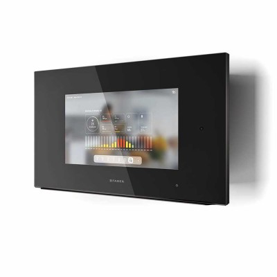 Faber k-air cappa parete con monitor 80 cm inox vetro nero