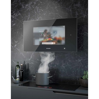 Faber k-air  Campana de pared con monitor de cristal negro de acero inoxidable de 80 cm