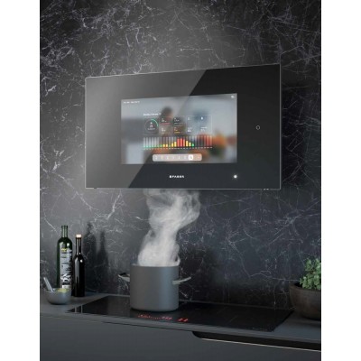 Okap ścienny Faber k-air z monitorem 80 cm stal nierdzewna czarne szkło