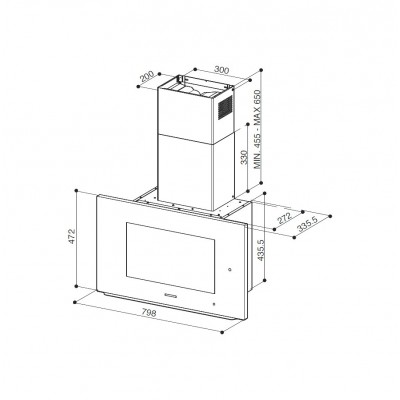Campana de pared Faber k-air con monitor 80 cm acero inoxidable cristal negro