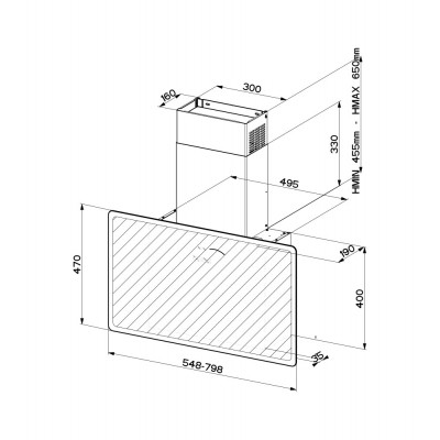 Campana de pared plana Faber v-air 80 cm cristal negro