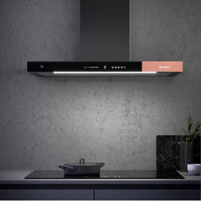 Faber t-air flat wall hood 90 cm black glass