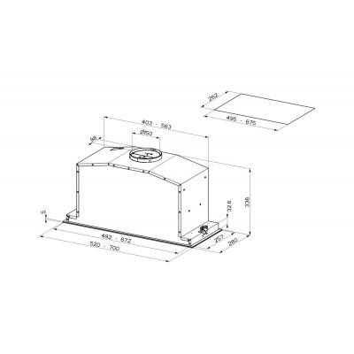 Faber Bi-Air Flat Einbau-Unterschrankhaube 52 cm, schwarzes Glas