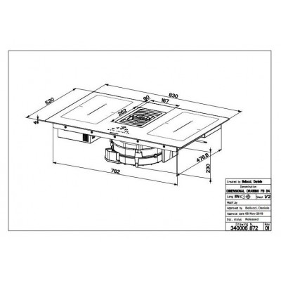 Placa inteligente faber galileo con campana integrada 83 cm vidrio negro