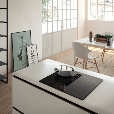 Faber galileo 60  plaque de cuisson avec hotte intégrée cm verre noir