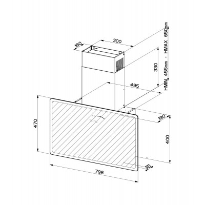 Campana de pared faber glam fit zero goteo plus 80 cm cristal arena mate