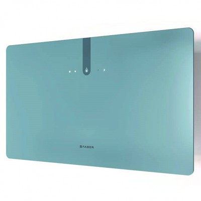 Okap ścienny Faber Glam Fit Zero Drip Plus 80 cm z matowym niebieskim szkłem