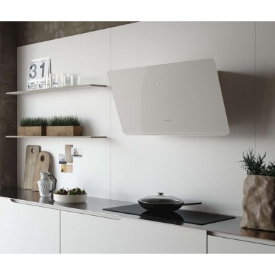 Okap ścienny Faber Glam Light Zero Slanted 80 cm, piaskowy, szklany
