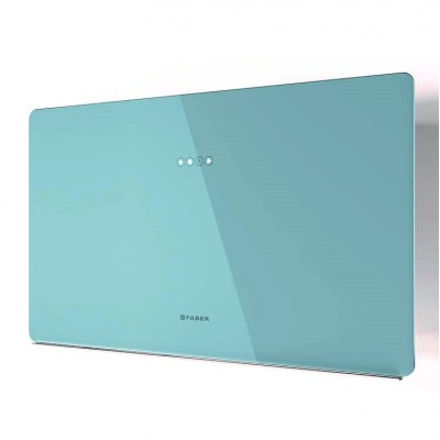 Okap ścienny Faber Glam Fit Zero Drip 80 cm, niebieskie szkło