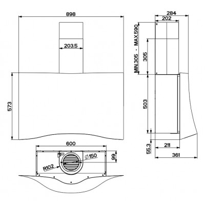 Faber veil wall hood 90 cm white