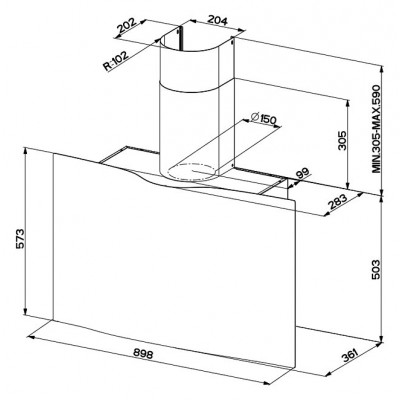 Faber veil wall hood 90 cm black