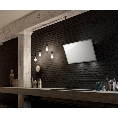 Campana de pared inclinada Faber glam light 80 cm blanco - gris