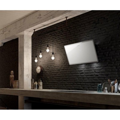 Okap ścienny Faber Glam Light 80 cm skośny, biało-szary