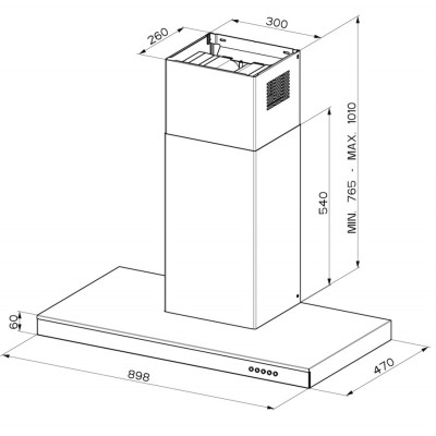 Faber onyx-t wall hood 90 cm stainless steel - black glass