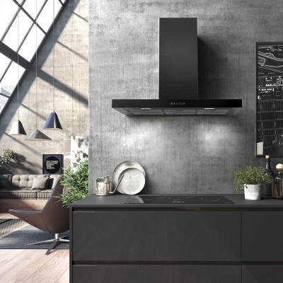 Faber T-Dark Wandhaube 90 cm aus schwarzem Edelstahl