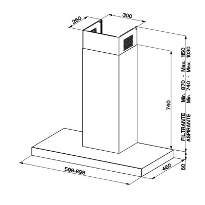 Faber t-dark wall hood 90 cm stainless steel black