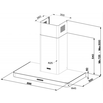 Faber t-light wall hood 90 cm matt white