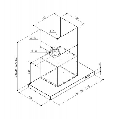 Campana de pared faber luft 90 cm acero inoxidable