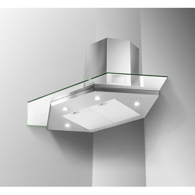 Faber Premio  Corner hood vent 90 cm stainless steel - glass