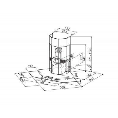 Faber Premio corner hood 100 cm stainless steel - glass